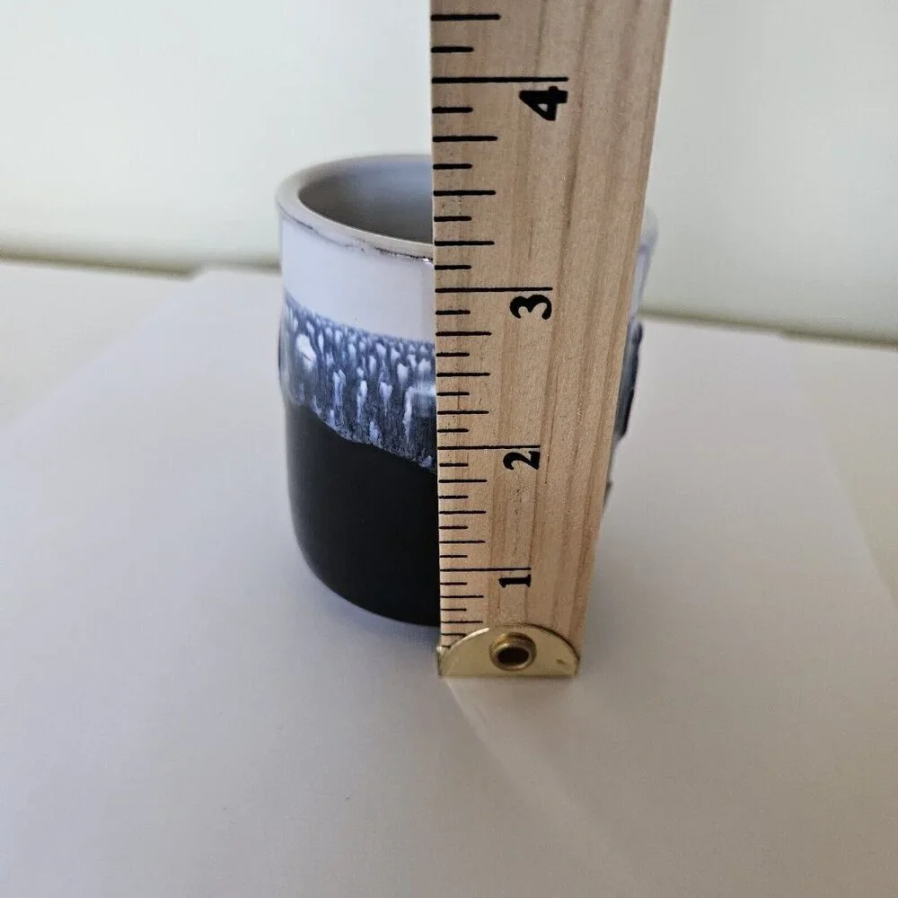 Paul Maloney Pottery Handmade in Ireland Swirl Glazed White Indigo Coffee Mug